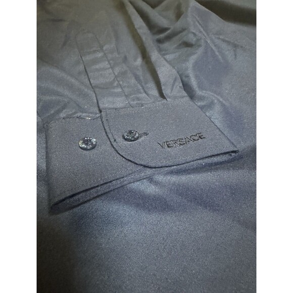 Vintage Versace Classic V2 Button Up Shirt Navy Blue Size 16.5 33/34 Casual Work - Picture 8 of 8